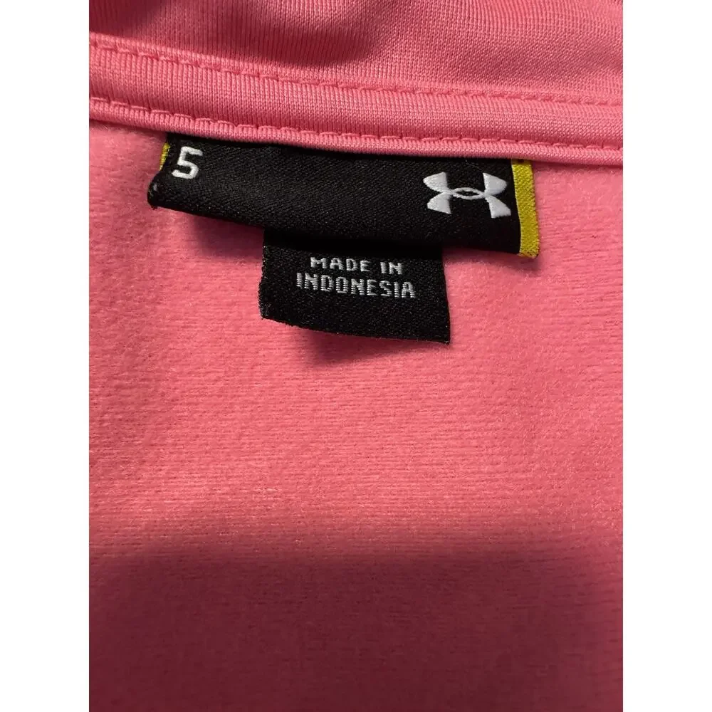 Under Armour Full Zip Sport Jacket Girls Size 5 Hot Pink Black Pockets Logo